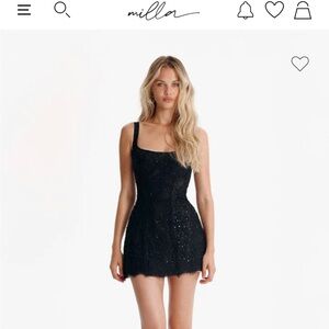 Millau Black Lace Mini Dress